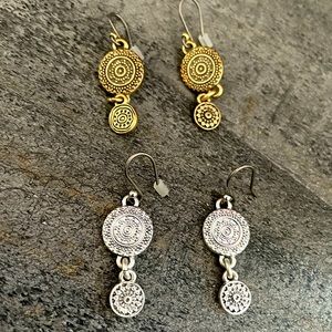 Lucky Brand Silver and Brass Earrings